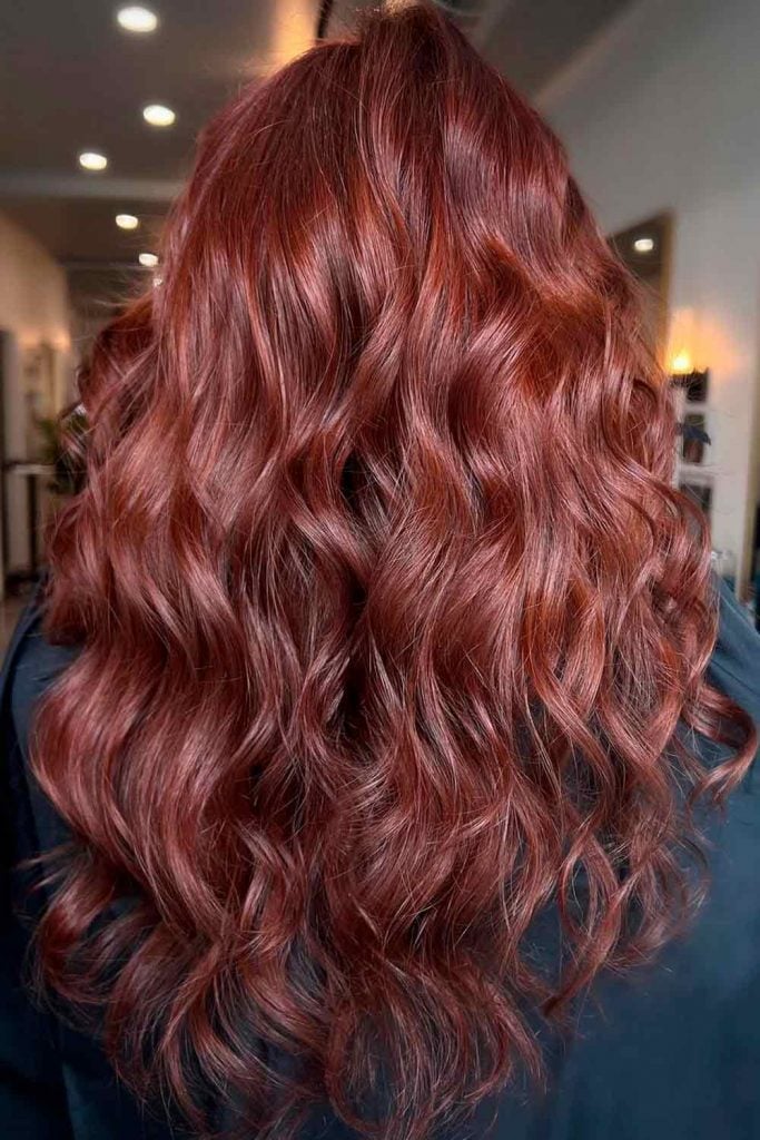 Deep Rich Auburn Mid-Back With Glossy Finish Deep Rich Auburn Mid-Back With Glossy Finish — Trendy Auburn Hair Color