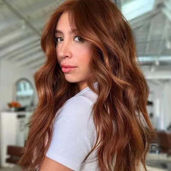 Rich Auburn Mid-Back With Copper Tones Rich Auburn Mid-Back With Copper Tones — Trendy Auburn Hair Color