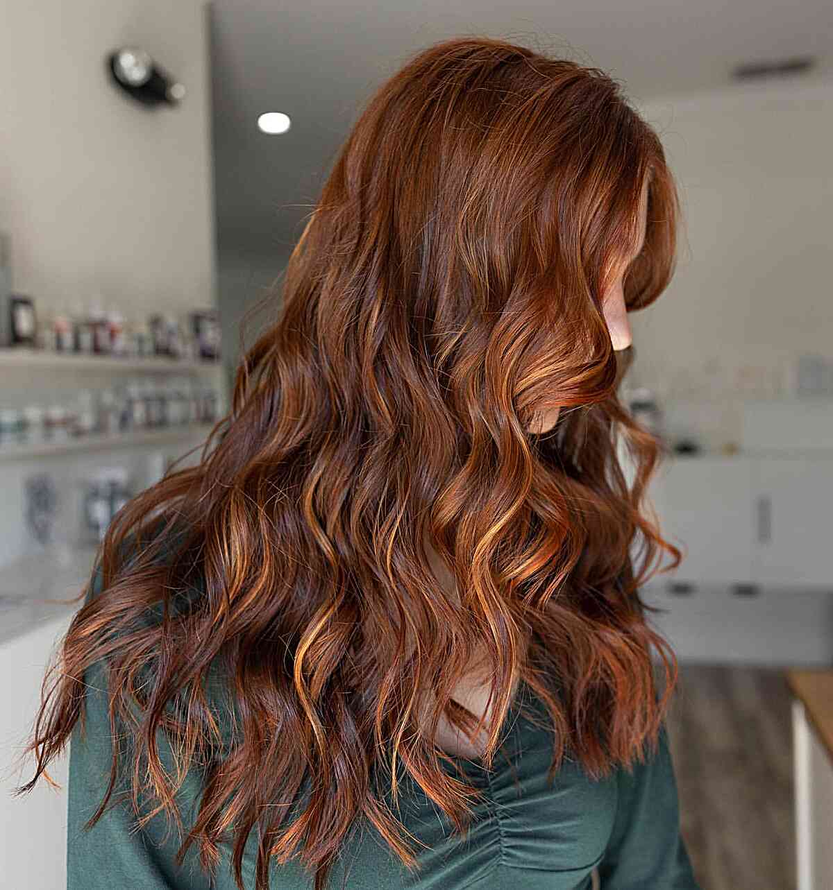 Mid-Back Auburn With Balayage Highlights Mid-Back Auburn With Balayage Highlights — Trendy Auburn Hair Color