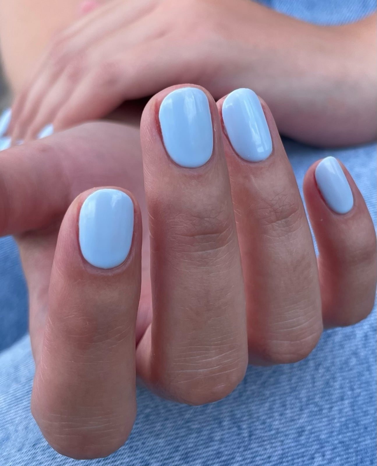 Solid Light Baby Blue Short Soft Square Nails Solid Light Baby Blue Short Soft Square Nails — Trendy Baby Blue Nails