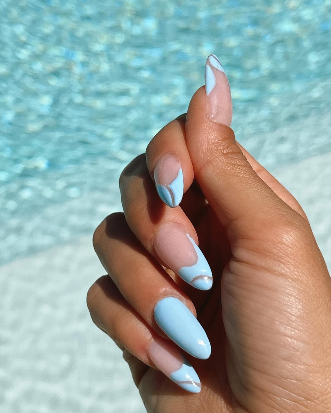 Clean Baby Blue French Tip Medium Almond Nails Clean Baby Blue French Tip Medium Almond Nails — Trendy Baby Blue Nails