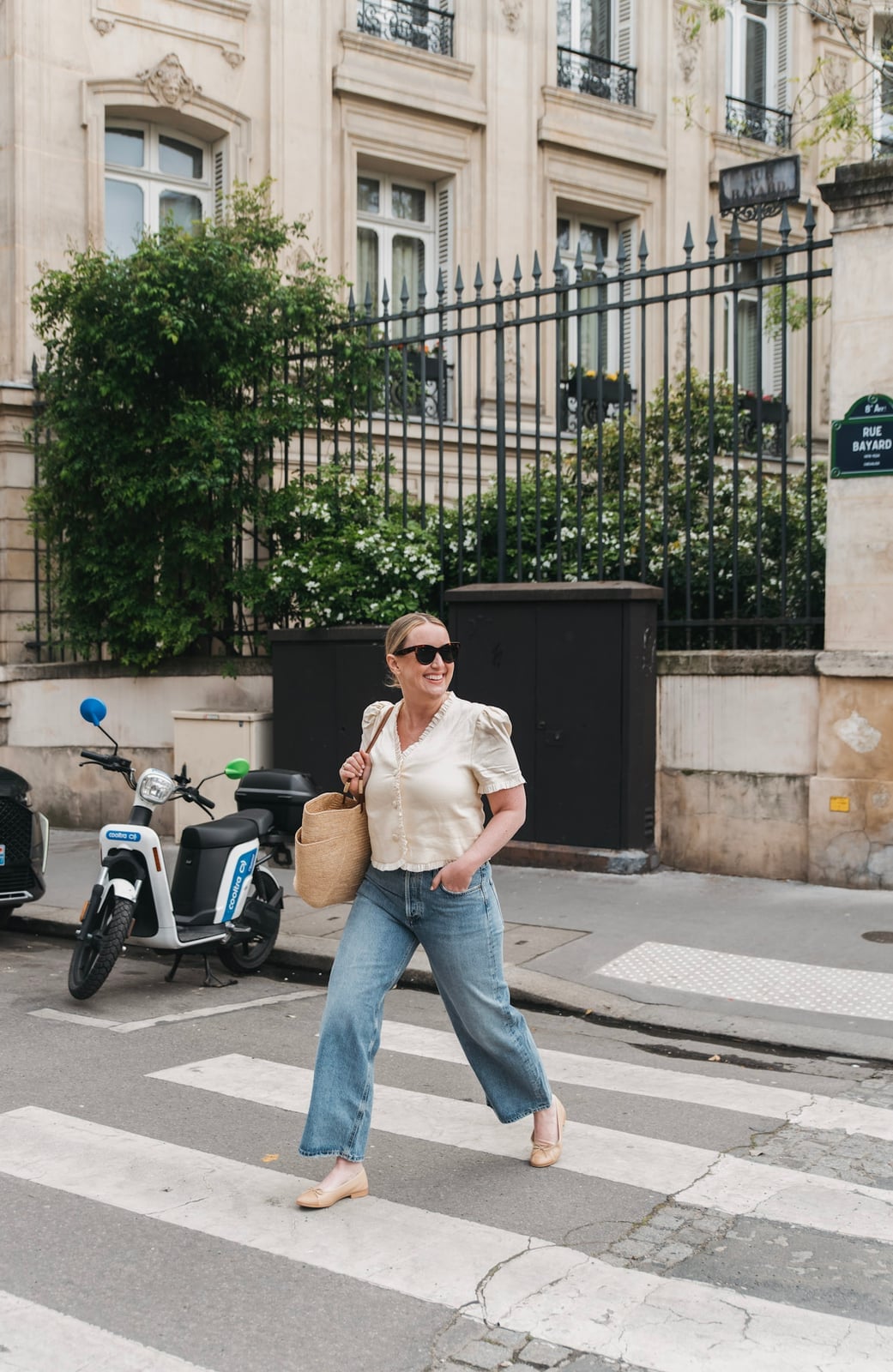 Beige Ballet Flats With Ruffled Blouse — Trendy Ballet Flats Outfits
