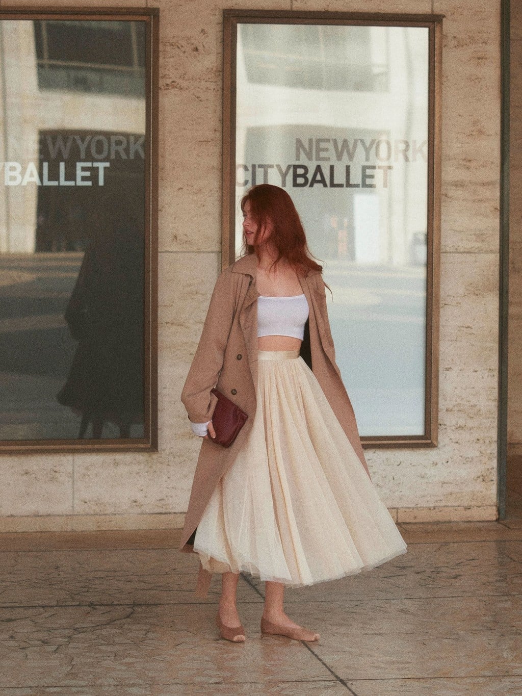 Nude Ballet Flats With Tulle Skirt — Trendy Ballet Flats Outfits