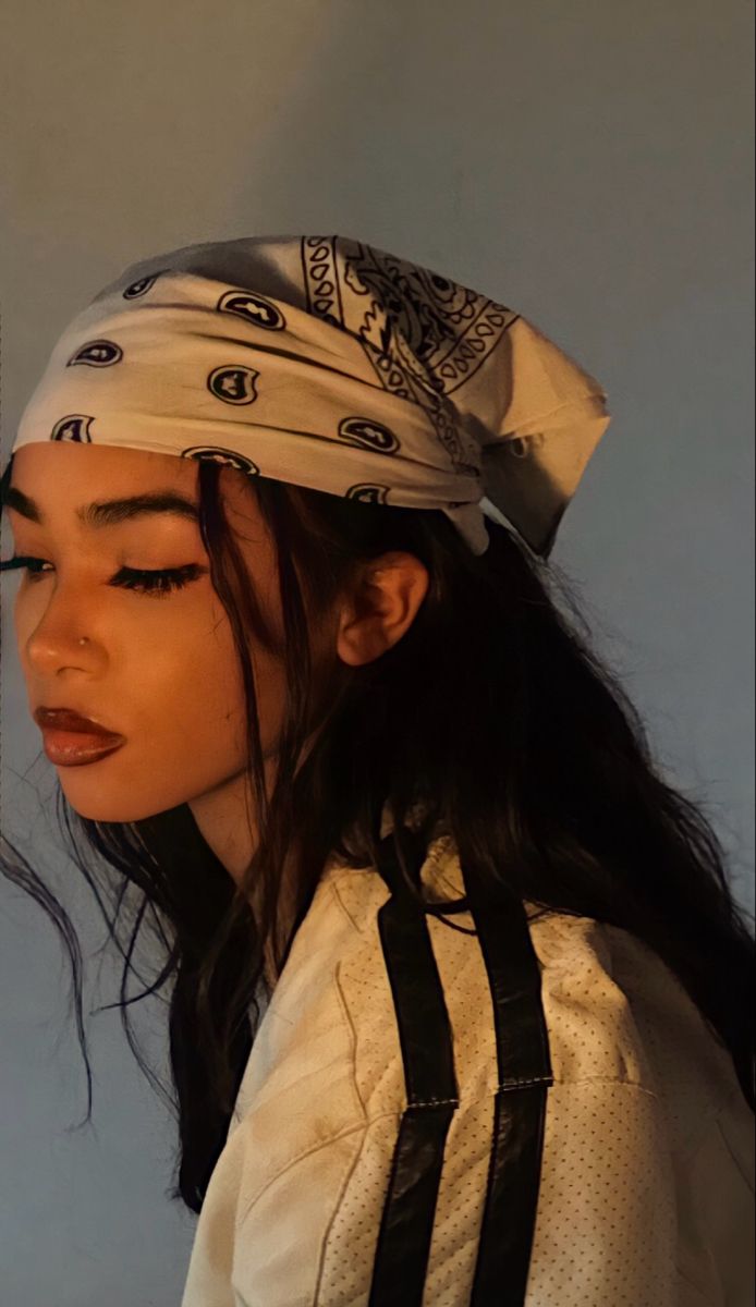 Bandana Headscarf With Striped Jacket Bandana Headscarf With Striped Jacket — Trendy Bandana Outfits