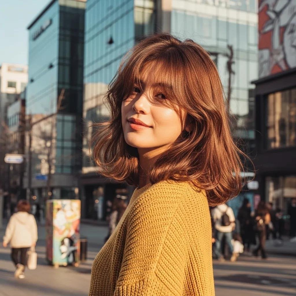 Long Hair With Voluminous Blowout And Curtain Bangs Long Hair With Voluminous Blowout And Curtain Bangs — Trendy Bangs Style