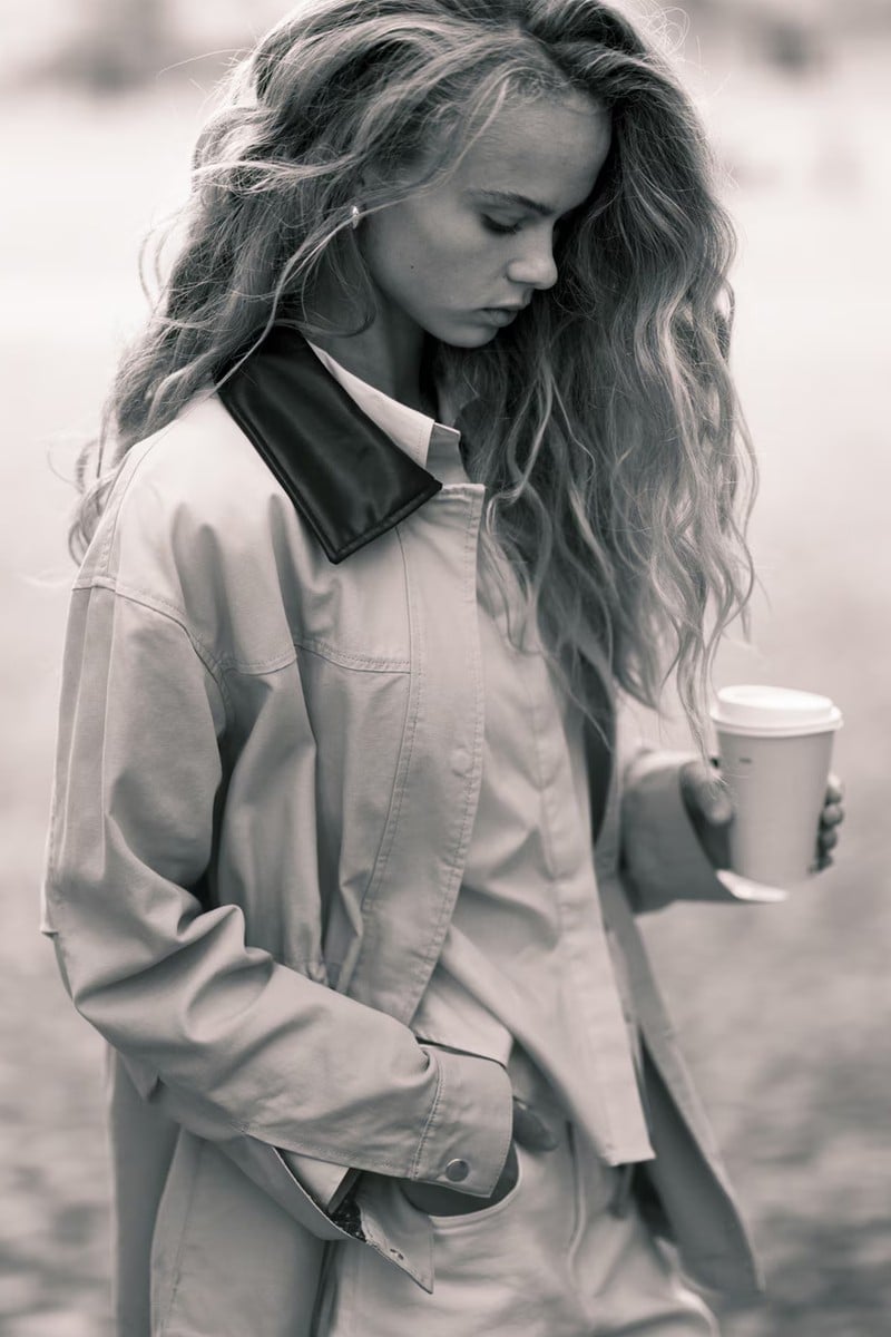 Beige Barn Jacket with Black Leather Collar Detail Beige Barn Jacket with Black Leather Collar Detail — Trendy Barn Jacket Outfit