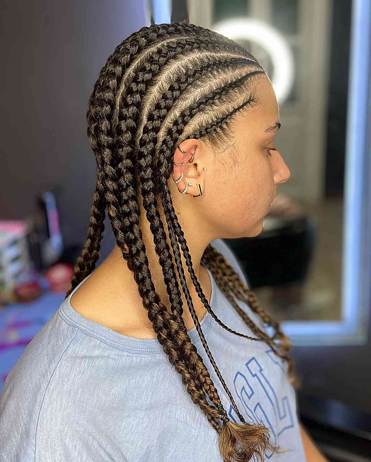 Neat Dark Brown Braided Pigtails — Trendy Basketball Hairstyles