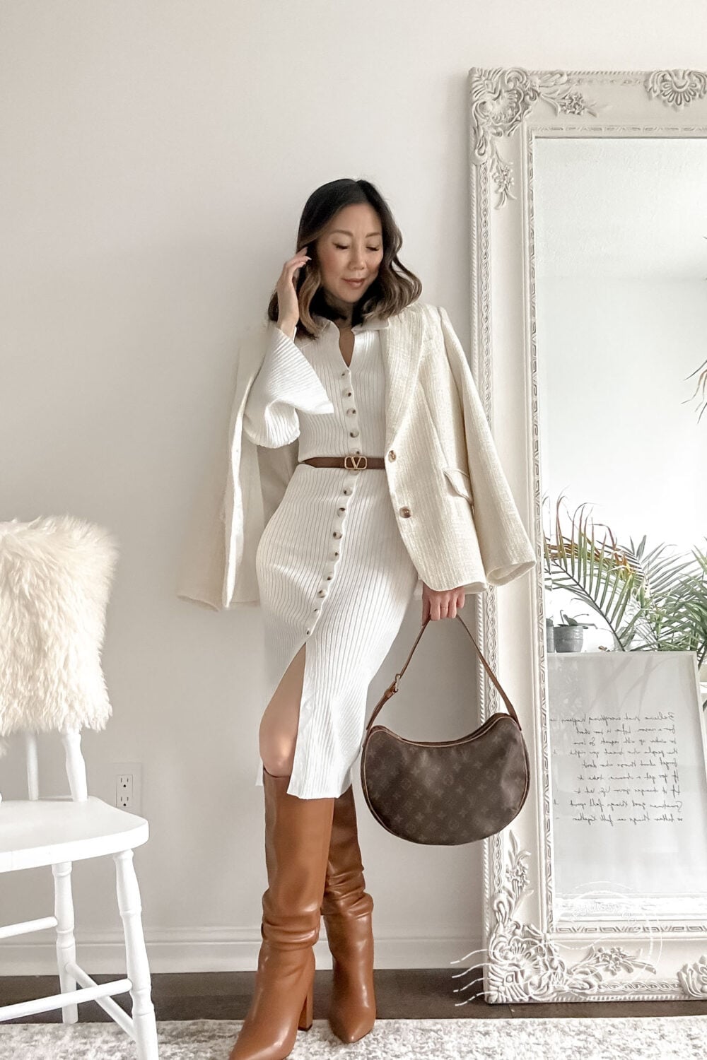 Gold Buckle Belt With Ribbed Dress Gold Buckle Belt With Ribbed Dress — Trendy Belt Outfits