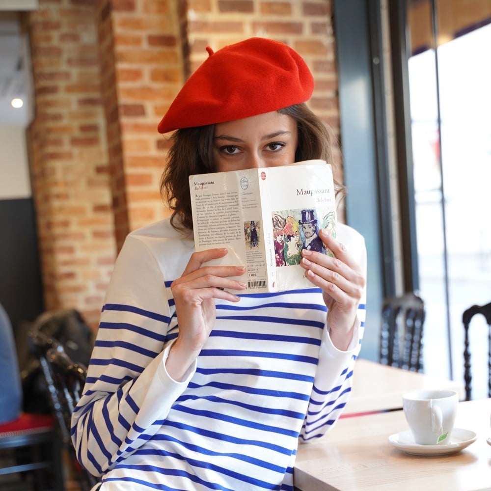 Red Beret with Striped Shirt Red Beret with Striped Shirt — Trendy Beret Outfits