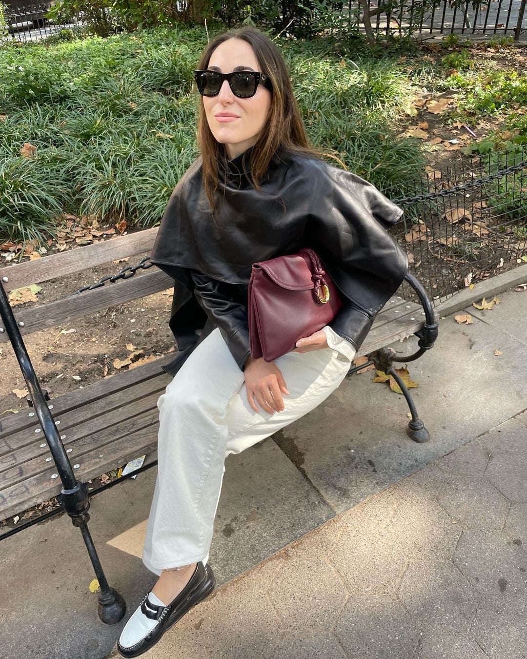 Cape Jacket Over White Wide Leg Trousers Cape Jacket Over White Wide Leg Trousers — Trendy Black and White Outfits