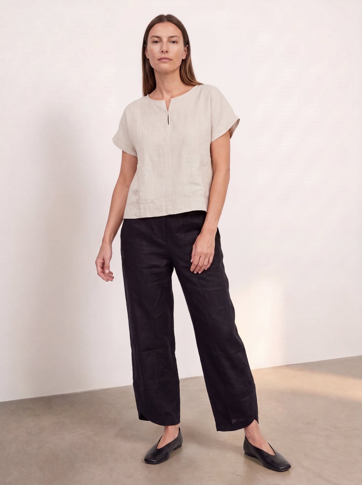 Minimalist Black Linen Wide Leg Pants — Trendy Black Linen Pants Outfit