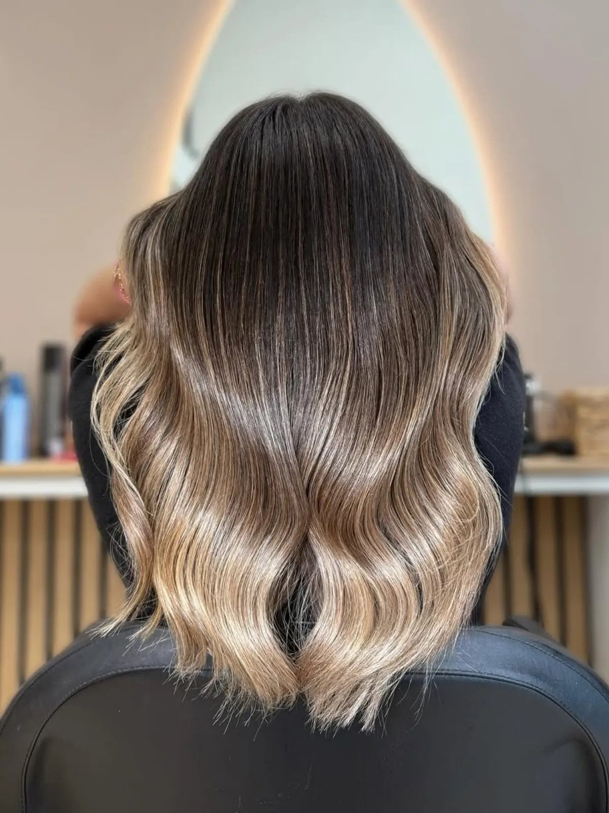 Dark Brown Base To Blonde Balayage Transition, Mid-Back Dark Brown Base To Blonde Balayage Transition, Mid-Back — Trendy Blonde Balayage