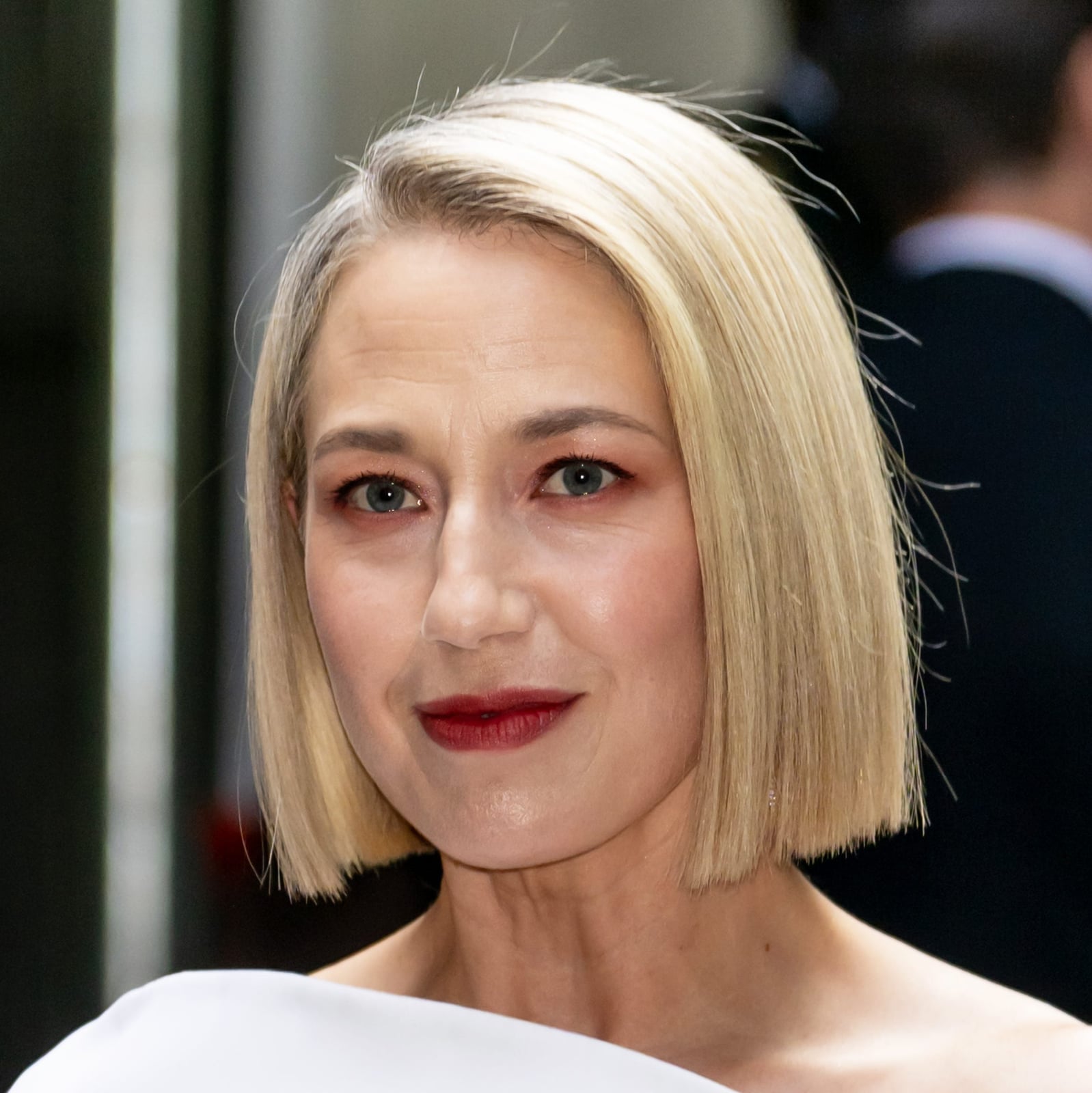 Chin Length Sharp Straight Blonde Bob — Trendy Blonde Bob