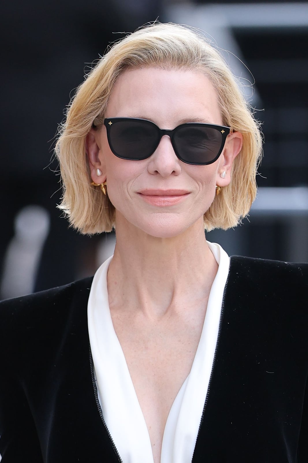 Ear Length Platinum Blonde Sharp Bob — Trendy Blonde Bob
