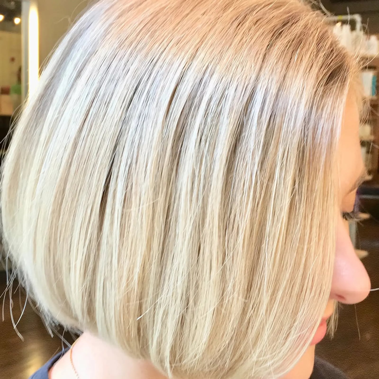 Chin Length Icy Blonde Blunt Bob — Trendy Blonde Bob