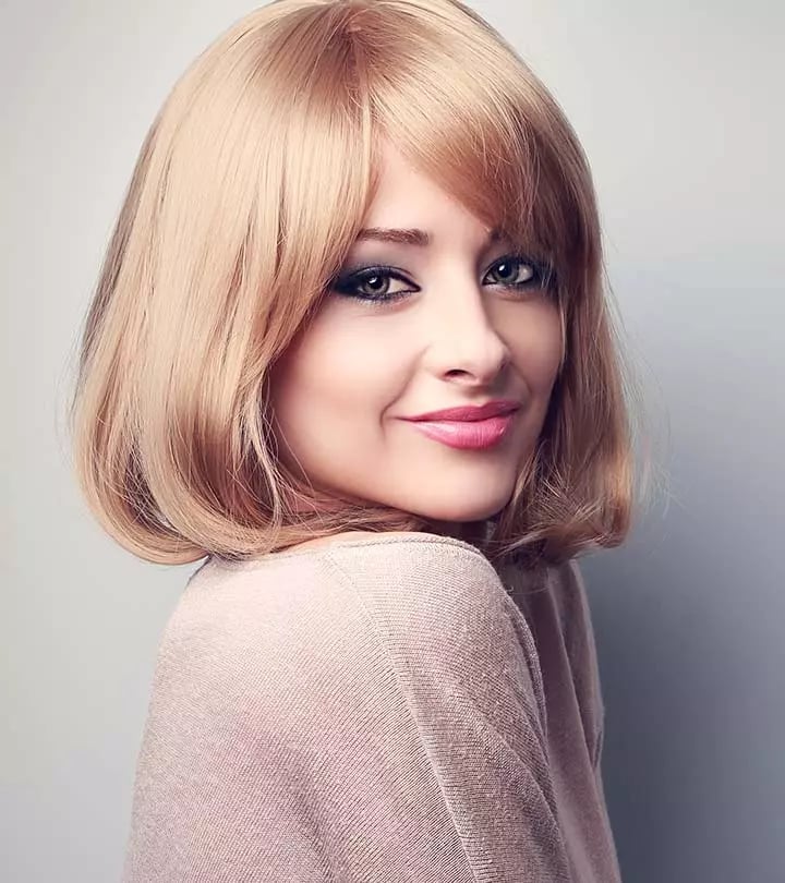 Chin Length Platinum Blonde Bob With Face-Framing, Close-Up Take — Trendy Blonde Bob