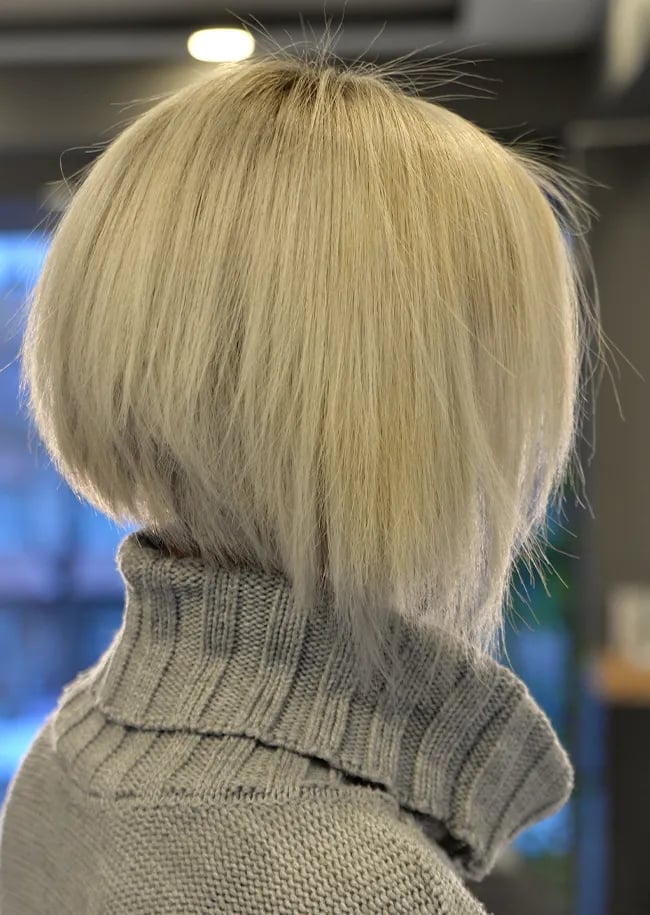Chin Length Ash Blonde Bob With Subtle Layers — Trendy Blonde Bob