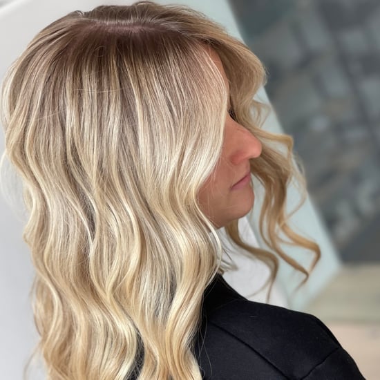 Collarbone Beige Blonde Lob With Root Shadow and Curtain Bangs Collarbone Beige Blonde Lob With Root Shadow and Curtain Bangs — Trendy Blonde Hairstyles
