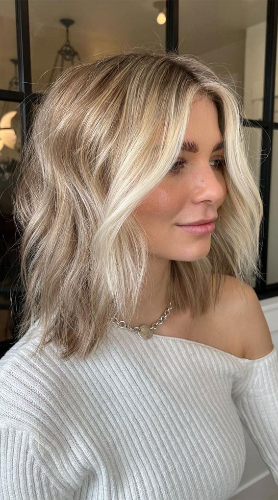 Platinum Blonde Balayage Lob Platinum Blonde Balayage Lob — Trendy Blonde Lob