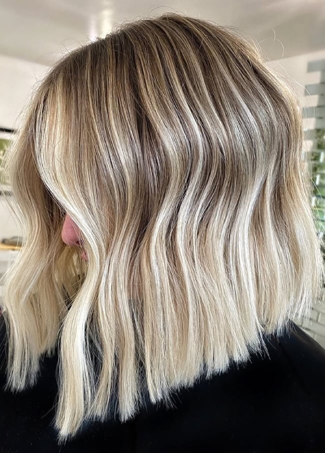 Buttercream Blonde Lob With Face-Framing Buttercream Blonde Lob With Face-Framing — Trendy Blonde Lob