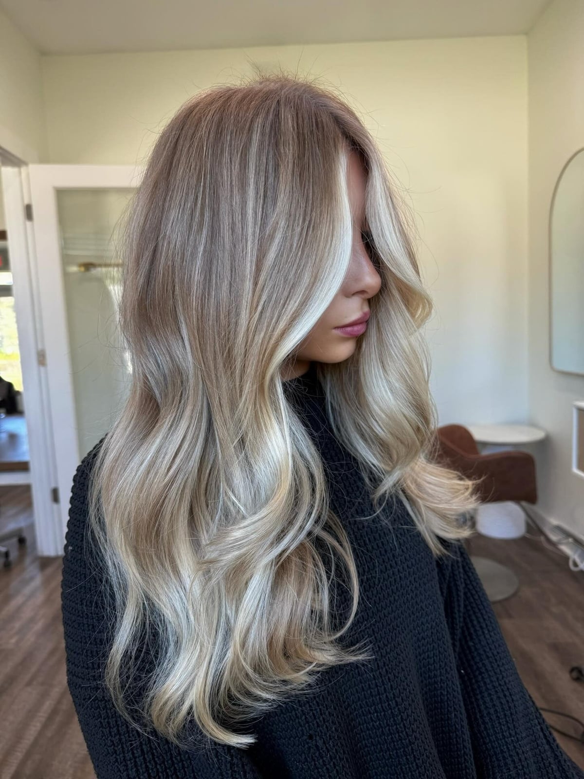 Mid-Back Golden Blonde With Lighter Highlights — Trendy Blonde Wavy Hair