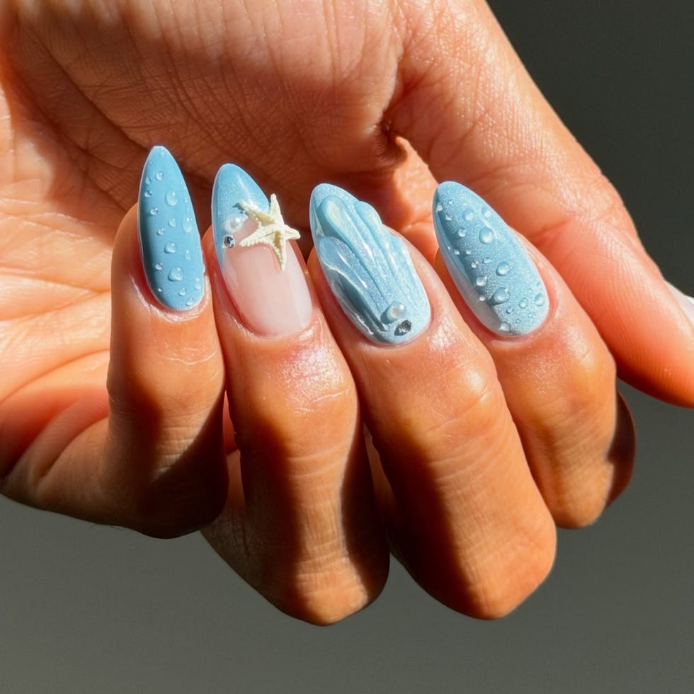 Long Oval Matte Blue Water Drop Nails Long Oval Matte Blue Water Drop Nails — Trendy Blue Acrylic Nails