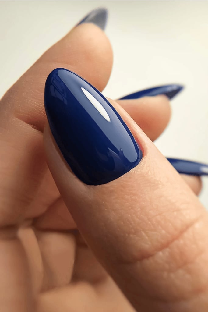 Deep Glossy Blue Almond Nails Deep Glossy Blue Almond Nails — Trendy Blue Almond Nails