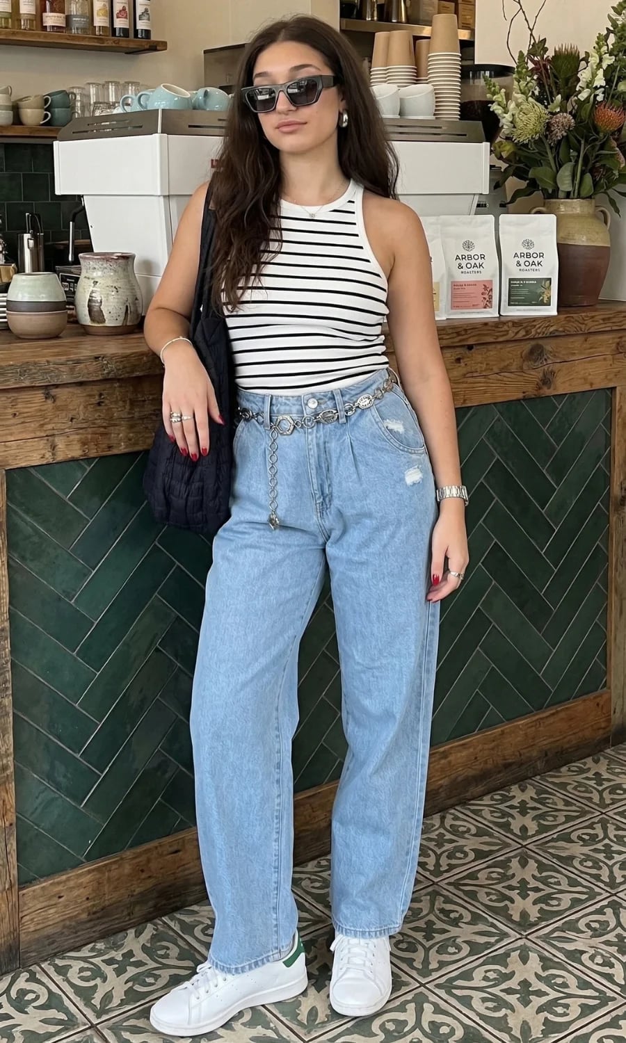 Striped Halter Top with Wide-Leg Jeans Striped Halter Top with Wide-Leg Jeans — Trendy Blue and White Outfits
