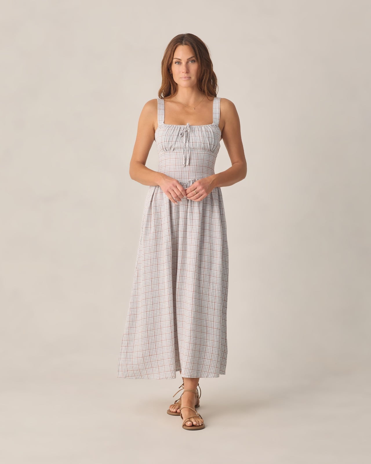 Plaid Maxi Dress for Daytime Events Plaid Maxi Dress for Daytime Events — Trendy Blue and White Outfits