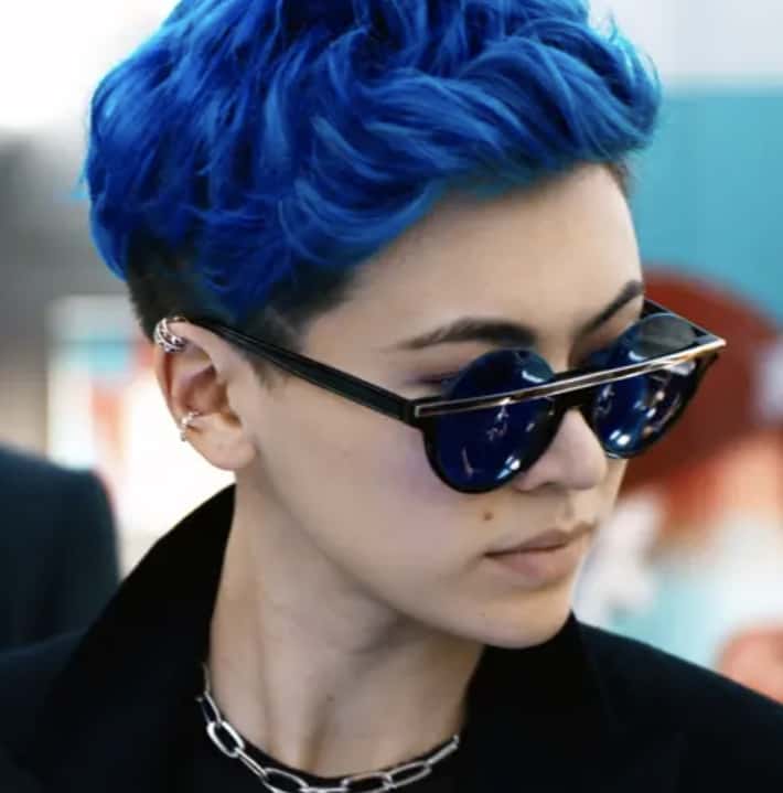 Vibrant Blue Pixie Cut With Short Bangs — Trendy Blue Hair Color