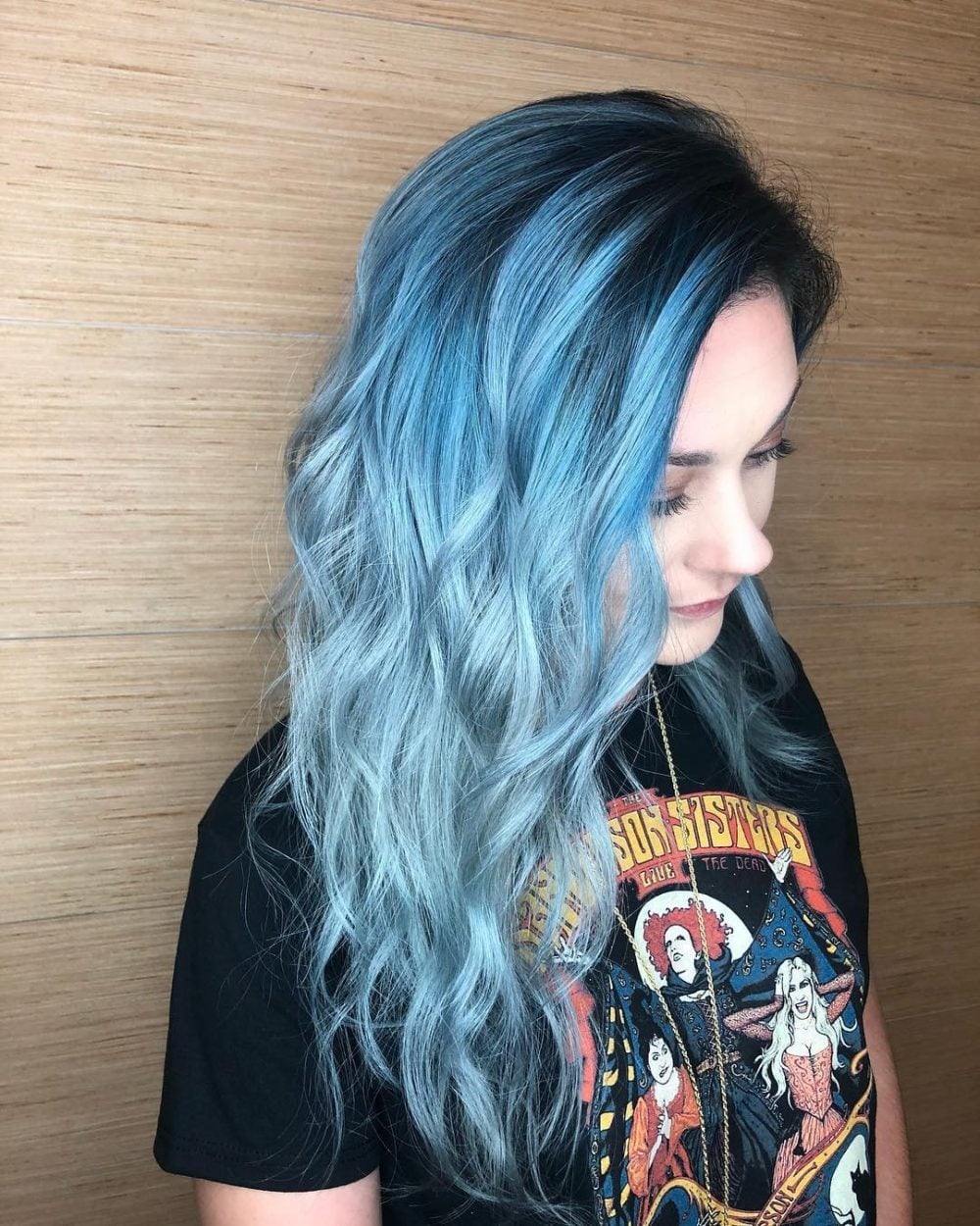 Mid-Back Blue Ombre Light to Dark — Trendy Blue Hair Color