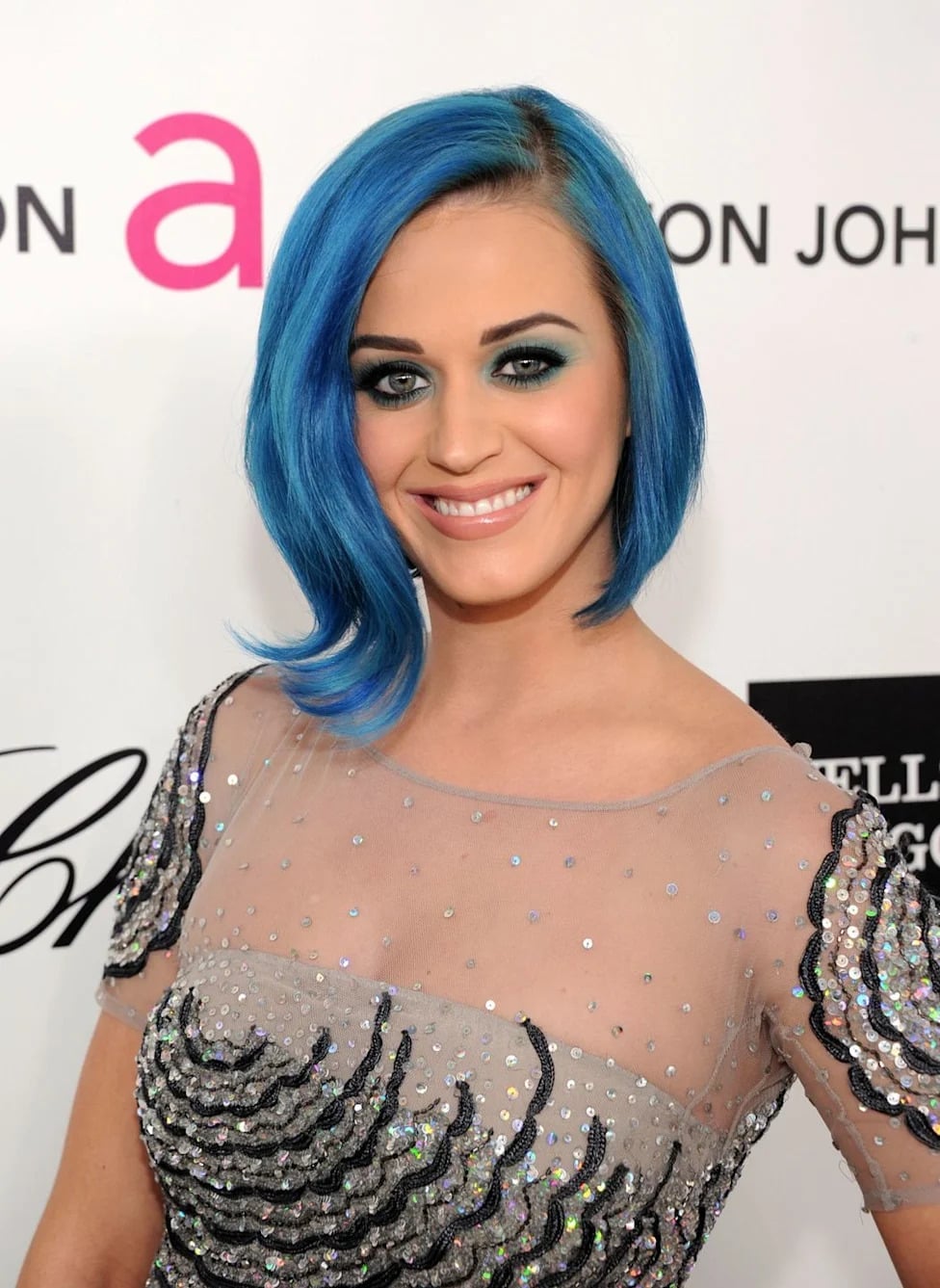 Chin Length Sleek Bob Vibrant Electric Blue — Trendy Blue Hair Color