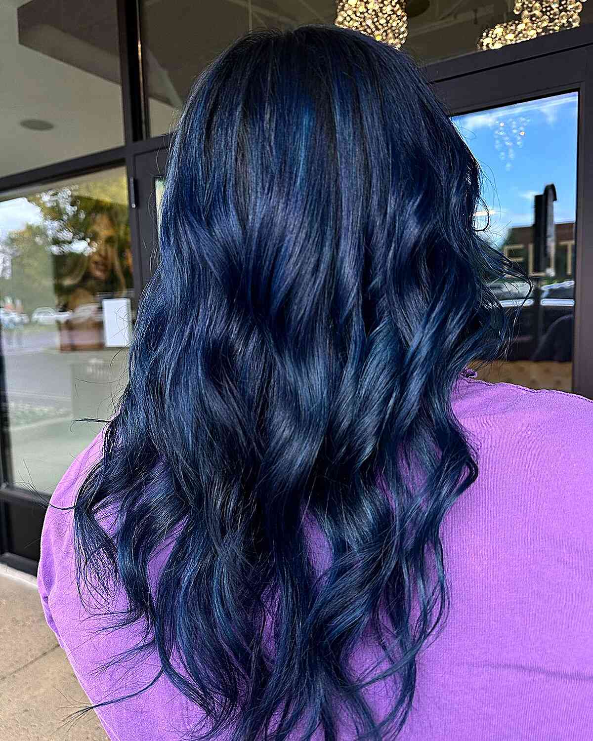 Collarbone Length Dark Blue With Blue Undertones — Trendy Blue Hair Color