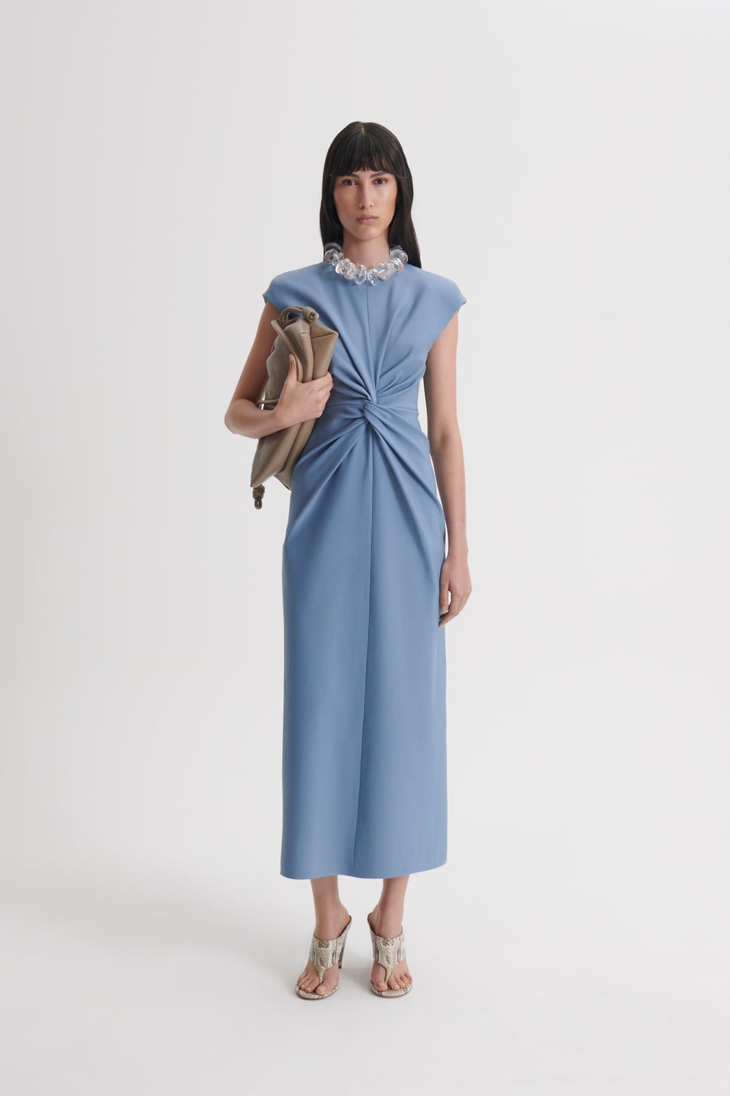 Cornflower Blue Crepe Dress With Twisted Bodice Cornflower Blue Crepe Dress With Twisted Bodice — Trendy Blue Outfits