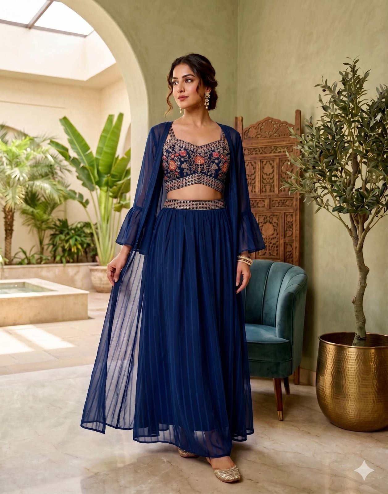 Royal Blue Matching Set With Sheer Jacket Royal Blue Matching Set With Sheer Jacket — Trendy Blue Outfits