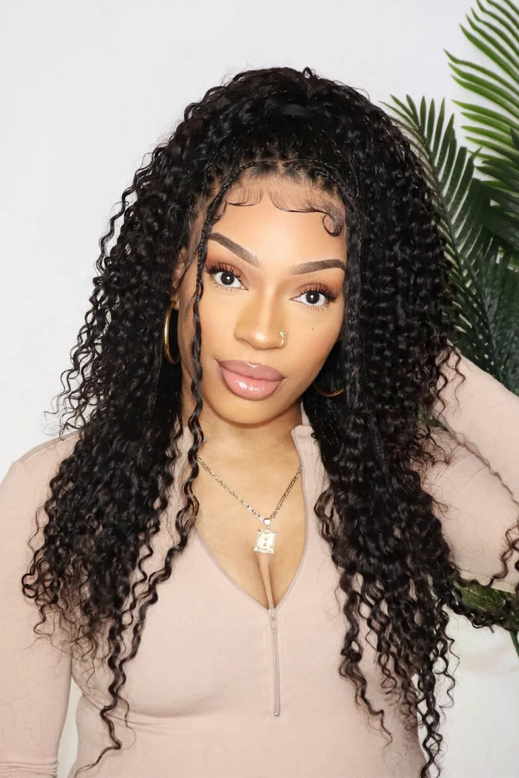 Black Curly Wig With Face-Framing Tendrils Black Curly Wig With Face-Framing Tendrils — Trendy Braids Wig