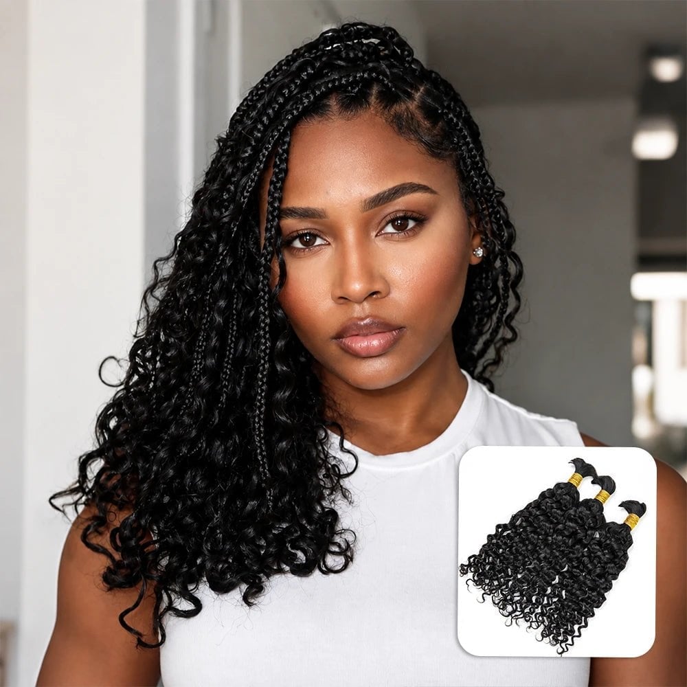 Mid-Back Braids With Loose Curly Ends Mid-Back Braids With Loose Curly Ends — Trendy Braids Wig