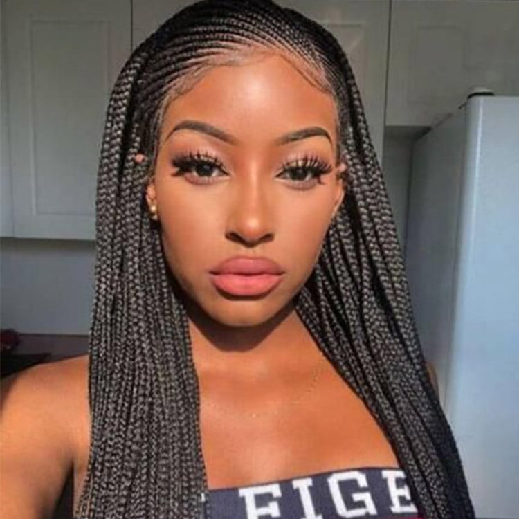Sleek Micro Braids With Side Part Sleek Micro Braids With Side Part — Trendy Braids Wig