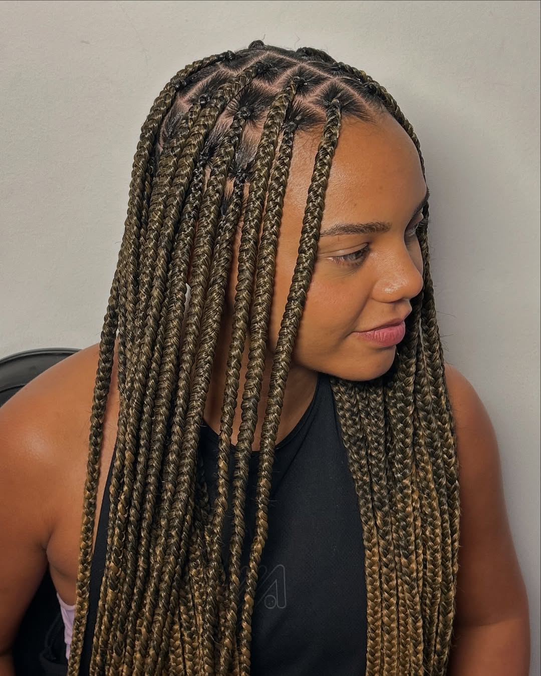 Dark Brown Box Braids With Blonde Highlights Dark Brown Box Braids With Blonde Highlights — Trendy Braids Wig