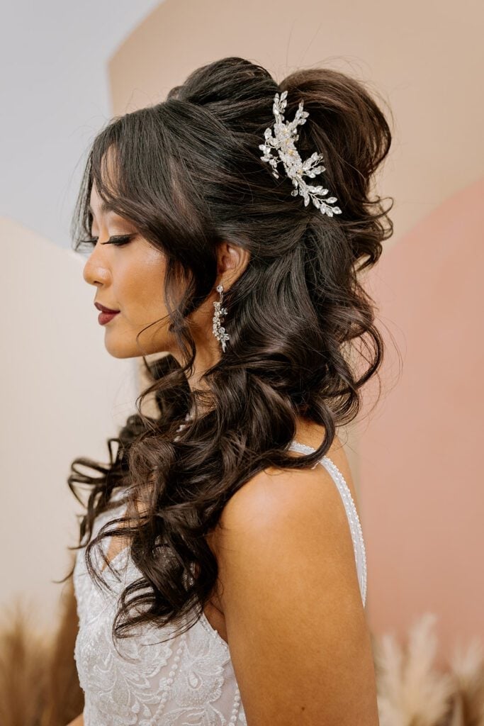 Blonde Mid-Back Half Up Half Down With Braid — Trendy Bridal Hair