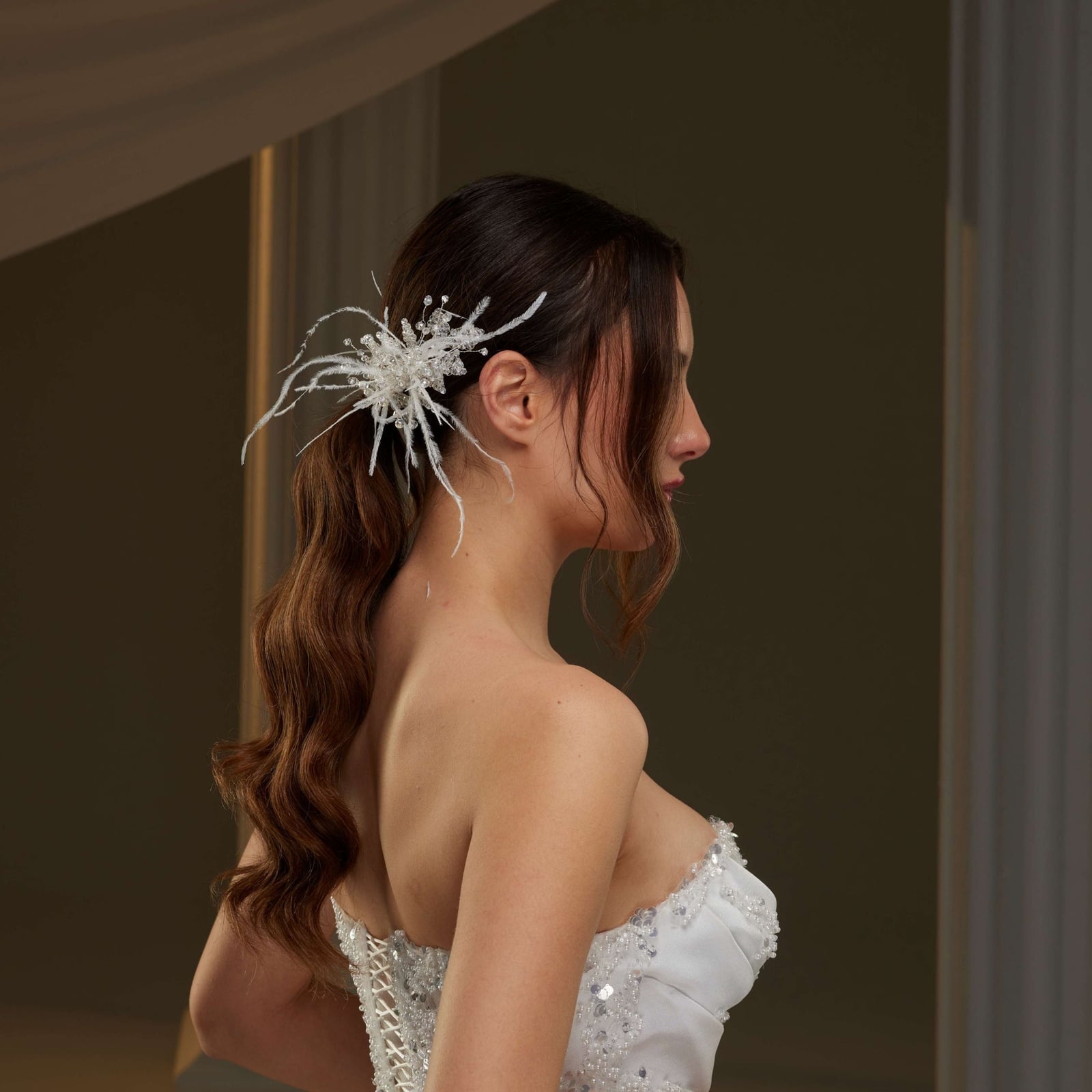 Medium Brown Mid-Back Ponytail With Waves — Trendy Bridal Hair