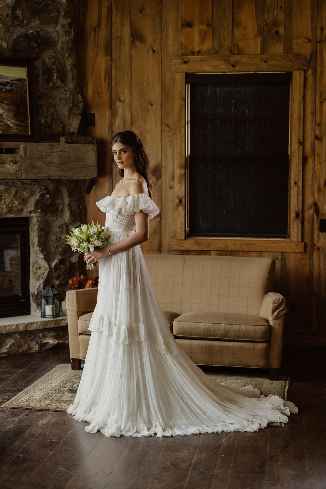 Long Layered Hair With Soft Waves and Curtain Bangs — Trendy Bridal Hairstyles