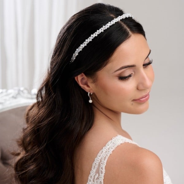 Long Dark Brown Half Up With Loose Waves — Trendy Bridal Hairstyles