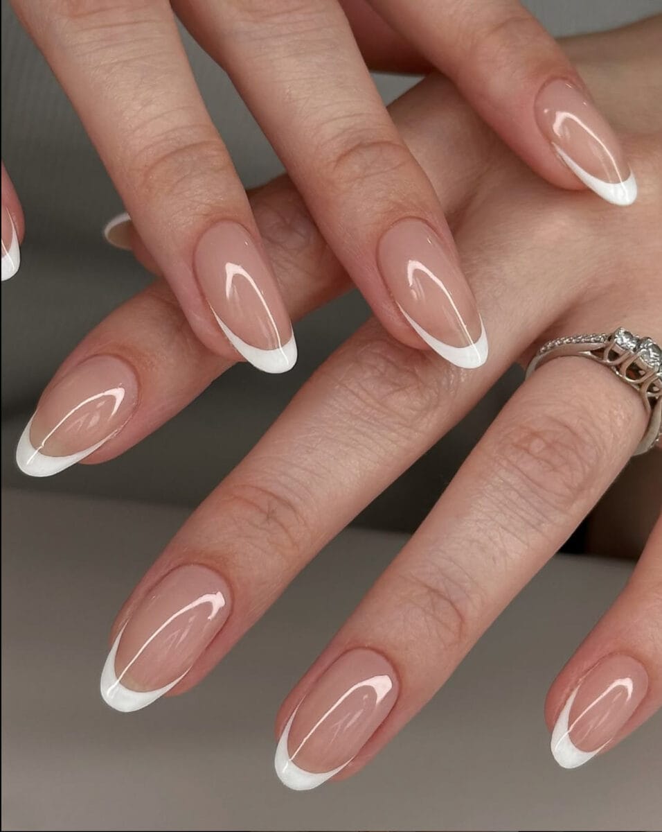 Medium Almond Classic French Manicure Medium Almond Classic French Manicure — Trendy Bride Nail