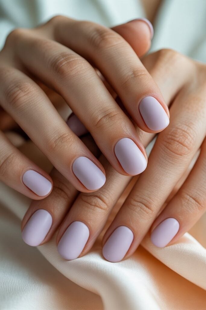 Short Oval Matte Lavender Nails Short Oval Matte Lavender Nails — Trendy Bride Nail