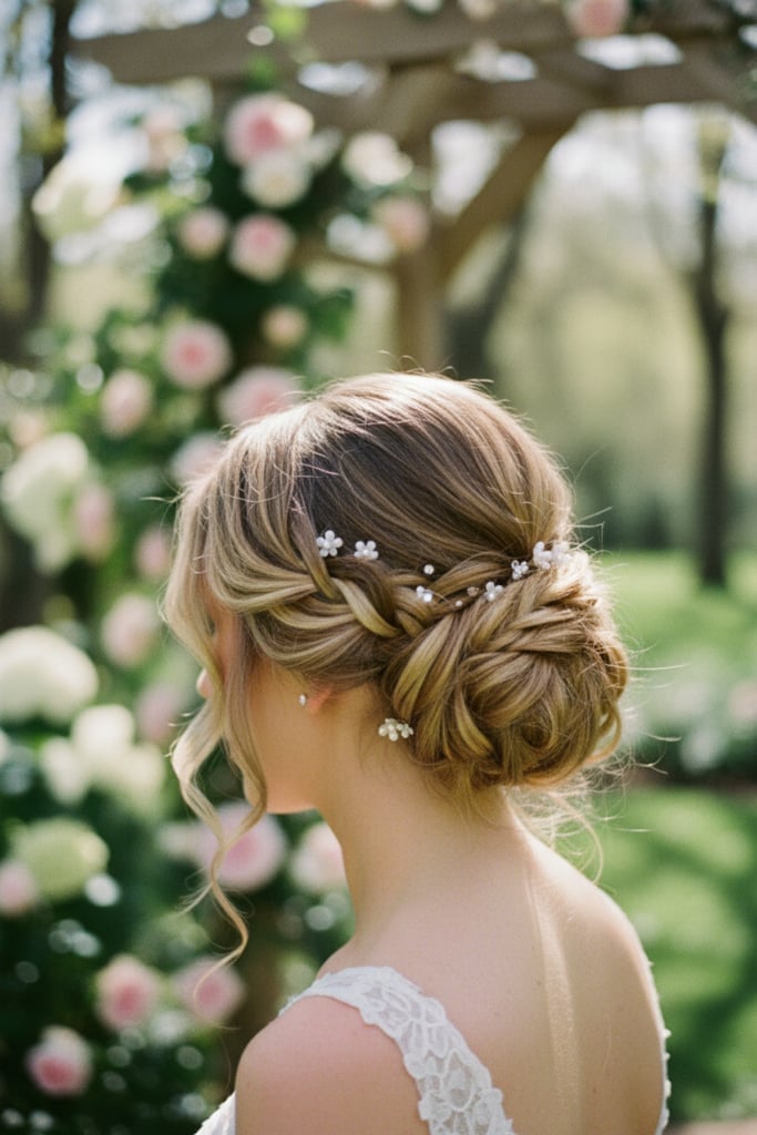 Romantic Textured Blonde Updo Romantic Textured Blonde Updo — Trendy Bridesmaid Hair Updo