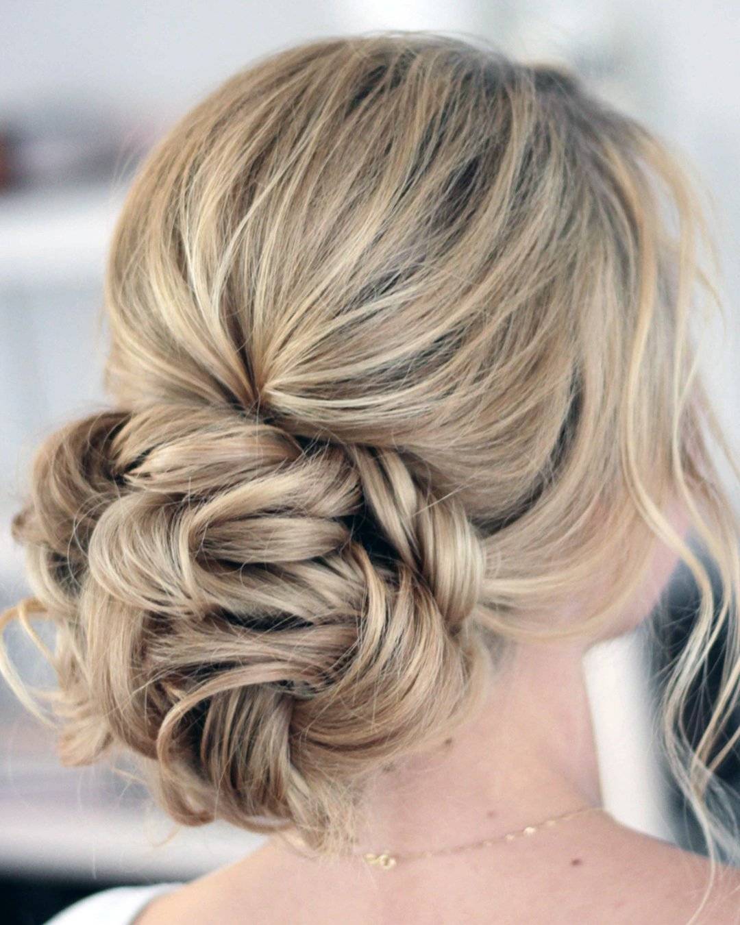 Textured Blonde Low Bun Textured Blonde Low Bun — Trendy Bridesmaid Hair Updo