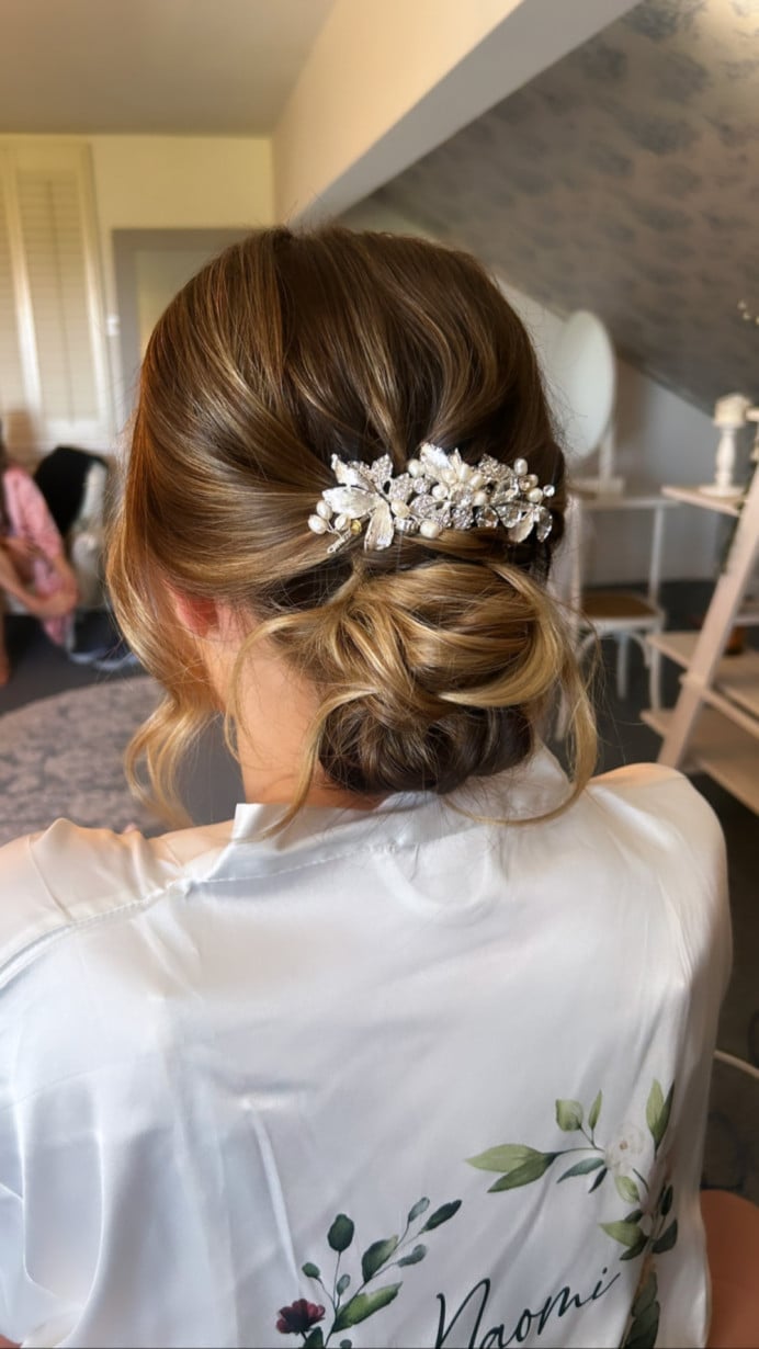 Voluminous Blonde Updo With Texture Voluminous Blonde Updo With Texture — Trendy Bridesmaid Hair Updo