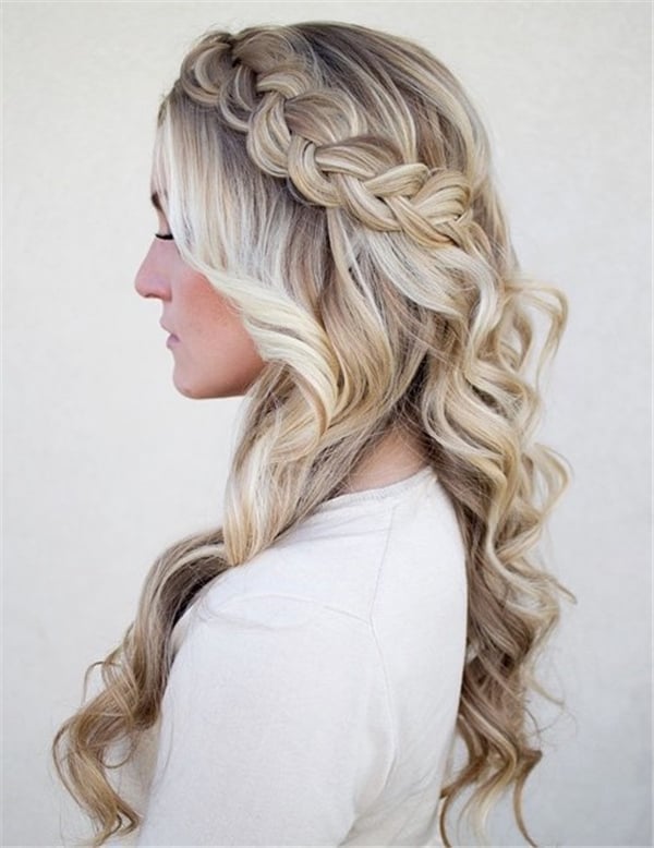 Ash Blonde Balayage Mid-Back Braided Detail — Trendy Bridesmaid Hairstyles Down