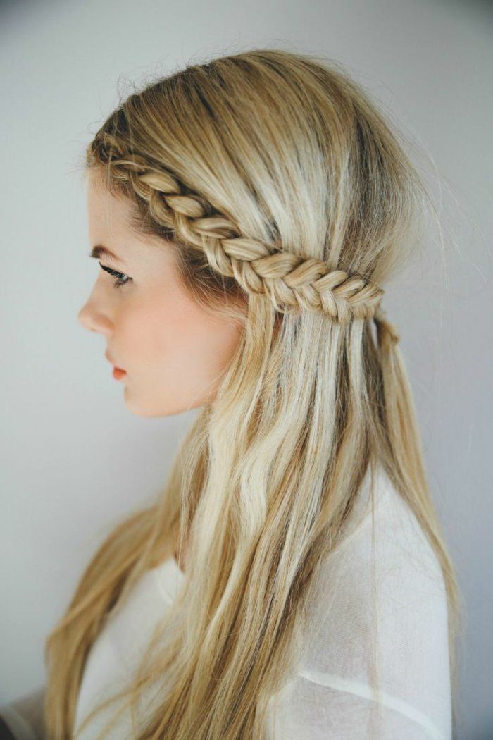 Platinum Blonde Shoulder Half Up Braided Band — Trendy Bridesmaid Hairstyles Down